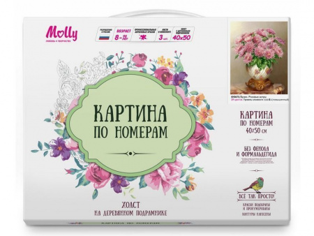 Фото Картина по номерам 40х50 Бузин. Розовые астры (29 цветов) | Инномарт