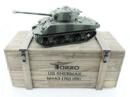 Фото Радиоуправляемый танк Torro Sherman M4A3 76mm 1/16 ИК-пушка V3.0 2.4G RTR | Инномарт
