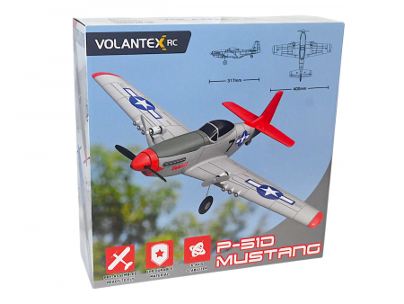 Фото Радиоуправляемый самолет Volantex RC Mustang 400мм (синий) 2.4G 2ch LiPo RTF with Gyro | Инномарт