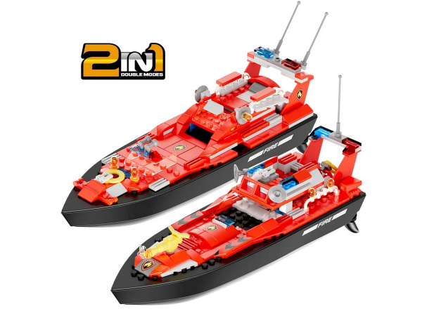 Радиоуправляемый катер Flytec V102 конструктор 2 в 1 (159 деталей) 2.4G RTR