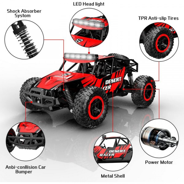 Радиоуправляемый внедорожник Volantex RC Desert King красный 2WD 2.4G 1/16 RTR | Инномарт
