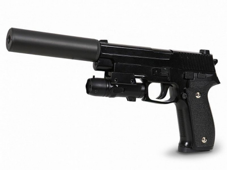 Фото Пистолет металлический SIG 226 с глушителем и ЛЦУ G.26A 20см в/к | Инномарт