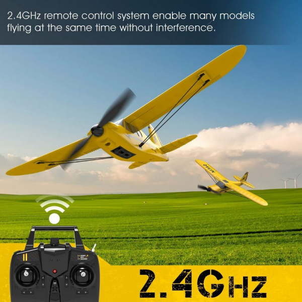 Радиоуправляемый самолет Volantex RC Sport Cub 400мм (желтый) 2.4G 3ch LiPo RTF with Gyro | Инномарт