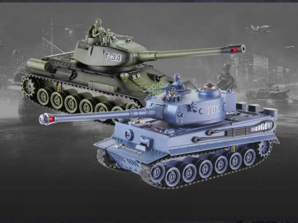 Радиоуправляемый танковый бой Zegan 99824 Русский Т34 и Немецкий Tiger, 1/28, 27Mhz, 40Mhz | Инномарт