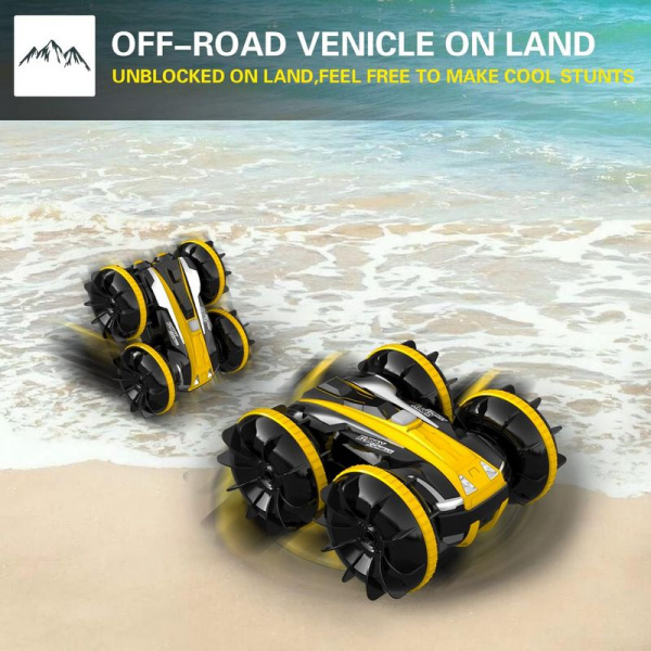Радиоуправляемый перевертыш-амфибия Volantex RC желтый 4WD 2.4G 1/20 RTR | Инномарт